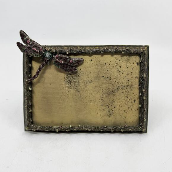 Vintage JAY STRONGWATER Dragonfly Pewter Frame w/ Swarovski Crystals - Picture 1 of 10